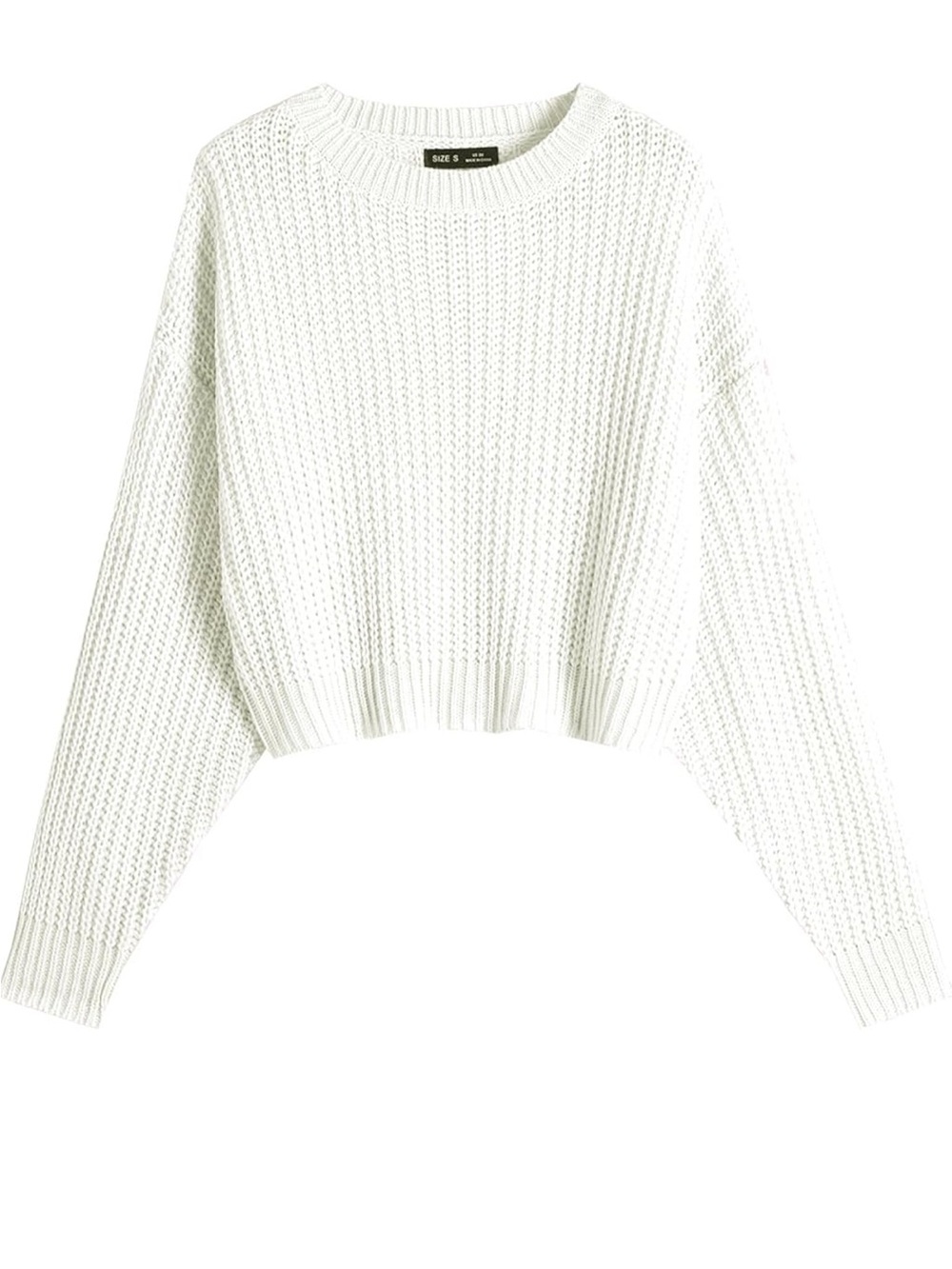 Women’s Cream Chunky Knit Sweater Size Small Short Cozy Ribbed Pullover